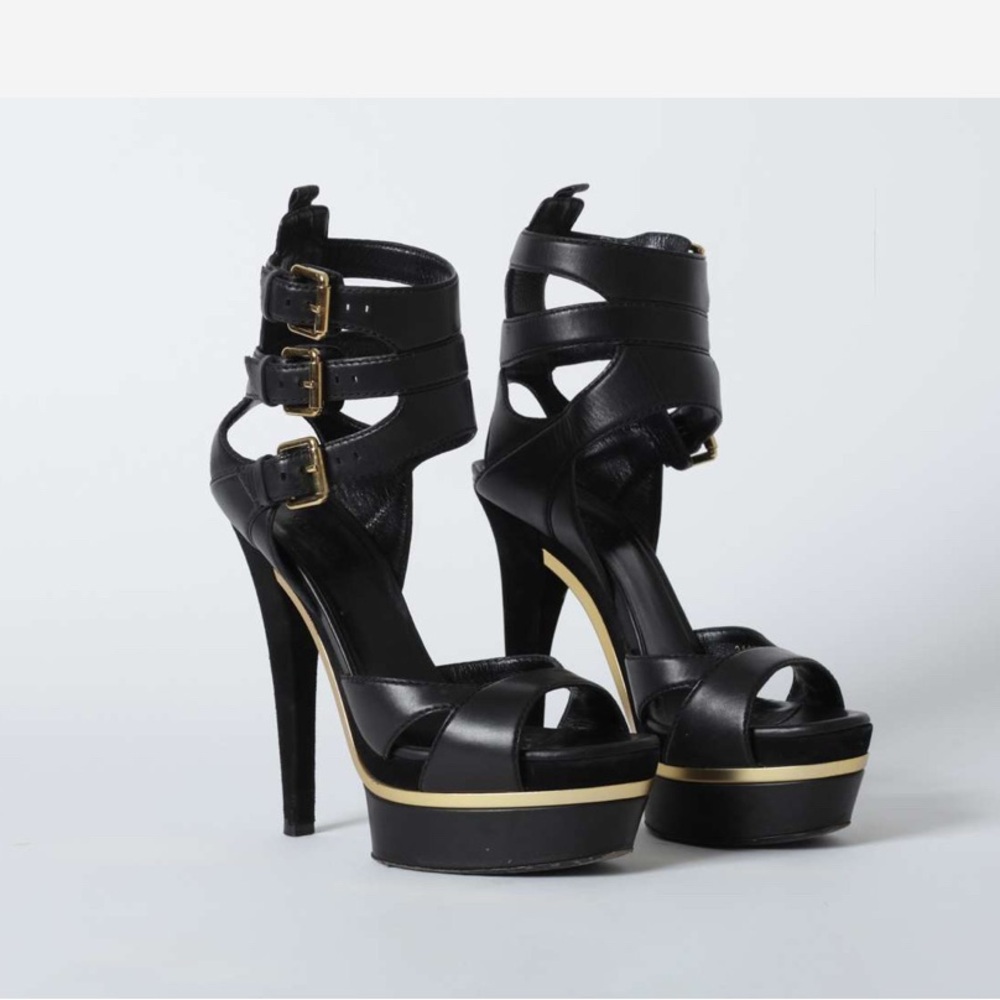 100% Authentic Gucci Iman Ankle Strap Leather Suede High Platform Heels Sz 36 - Picture 13 of 14
